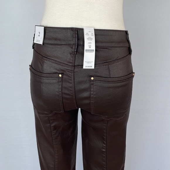 NWT WHBM MidRise Skinny Ankle Coated Cabernet 2R - Picture 9 of 16